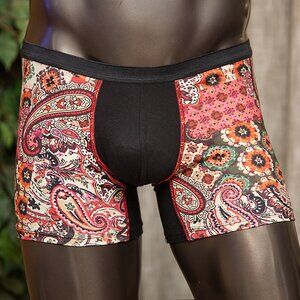 Mens Boho Paisley Print Boxer Brief Handmade